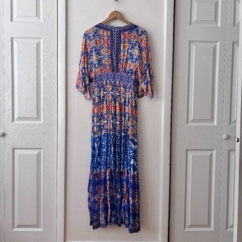 Hemant & Nandita Deep V Lace Up Sequin Tasseled Maxi Dress - Picture 7 of 8